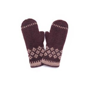7682 Women's Vail Diamond-patterned Wool Handknit Winter Mittens (maroon)